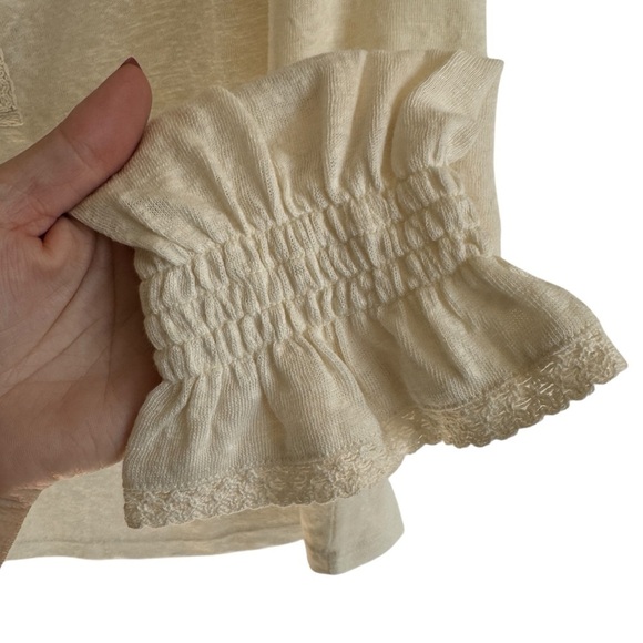 Sundance Ivory Crochet Detail Prairiecore Top, Size L - Picture 4 of 8